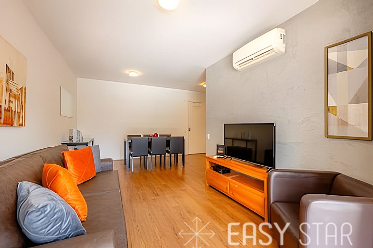 Easy Star - Belo apto C/Vaga, varanda e 2 dorms no Itaim Bib
