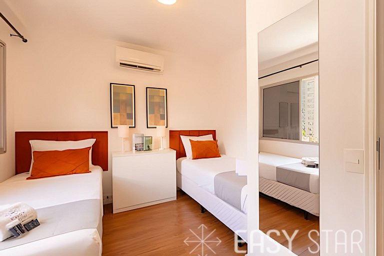 Easy Star - Belo apto C/Vaga, varanda e 2 dorms no Itaim Bib