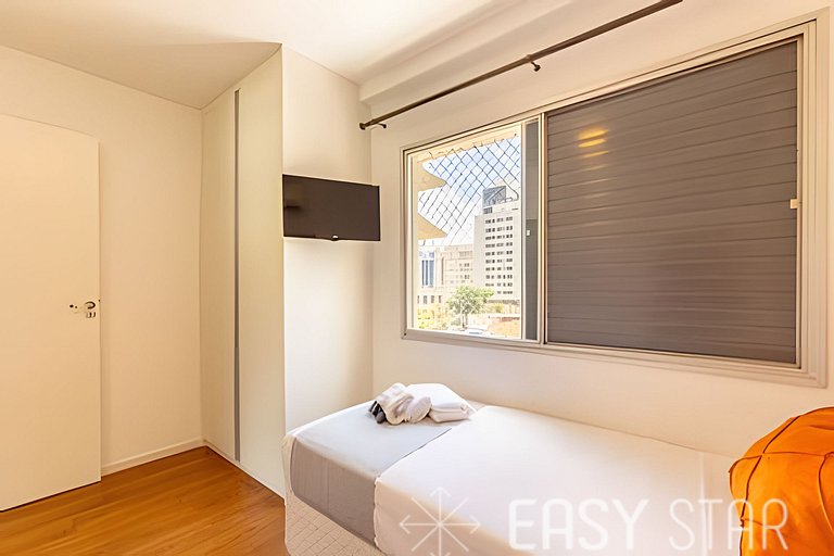 Easy Star - Belo apto C/Vaga, varanda e 2 dorms no Itaim Bib