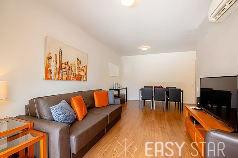 Easy Star - Belo apto C/Vaga, varanda e 2 dorms no Itaim Bib