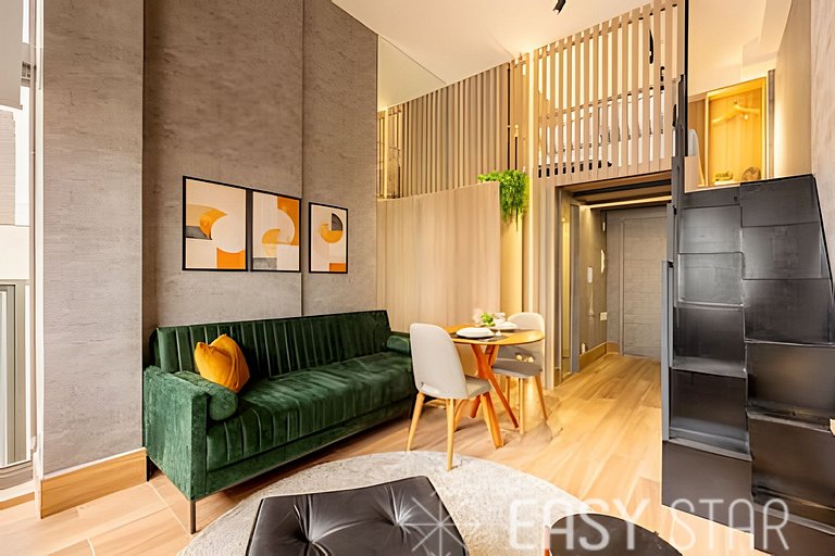 Easy Star - Fabuloso studio com mezanino em Moema - SK01I