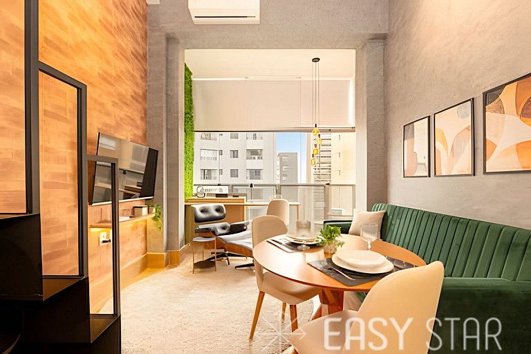 Easy Star - Charmoso studio com mezanino em Moema - SK03I