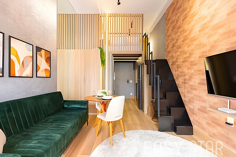 Easy Star - Charmoso studio com mezanino em Moema - SK03I