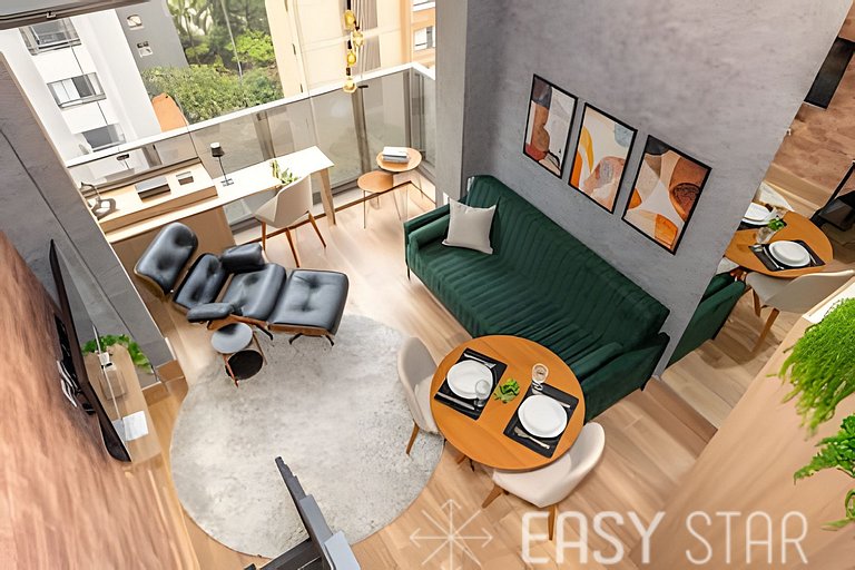 Easy Star - Charmoso studio com mezanino em Moema - SK03I