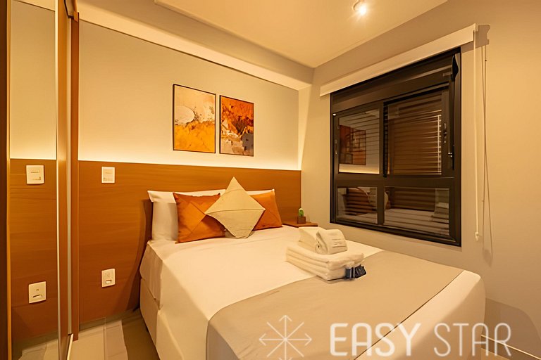 Easy Star - Belo studio com 1 dorm perto do Shop. Eldorado -