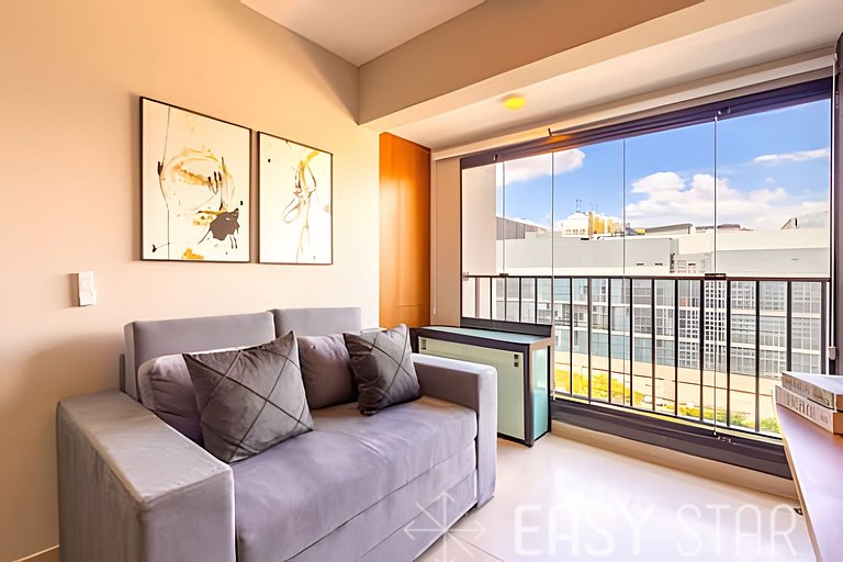 Easy Star - Belo studio com 1 dorm perto do Shop. Eldorado -