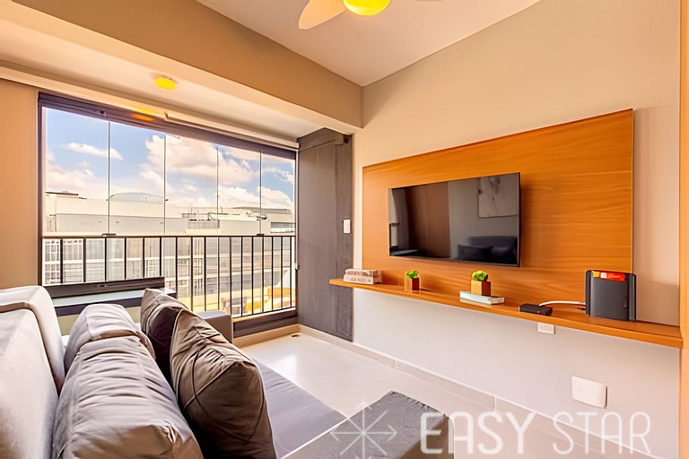 Easy Star - Belo studio com 1 dorm perto do Shop. Eldorado -