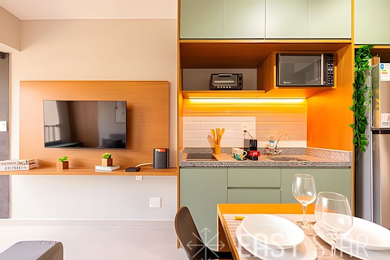 Easy Star - Belo studio com 1 dorm perto do Shop. Eldorado -
