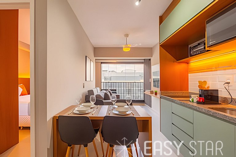 Easy Star - Belo studio com 1 dorm perto do Shop. Eldorado -