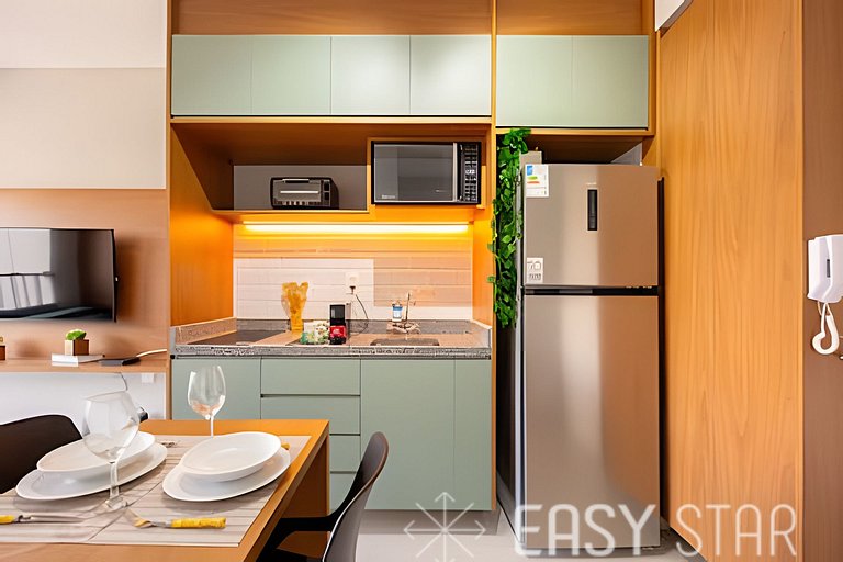 Easy Star - Belo studio com 1 dorm perto do Shop. Eldorado -
