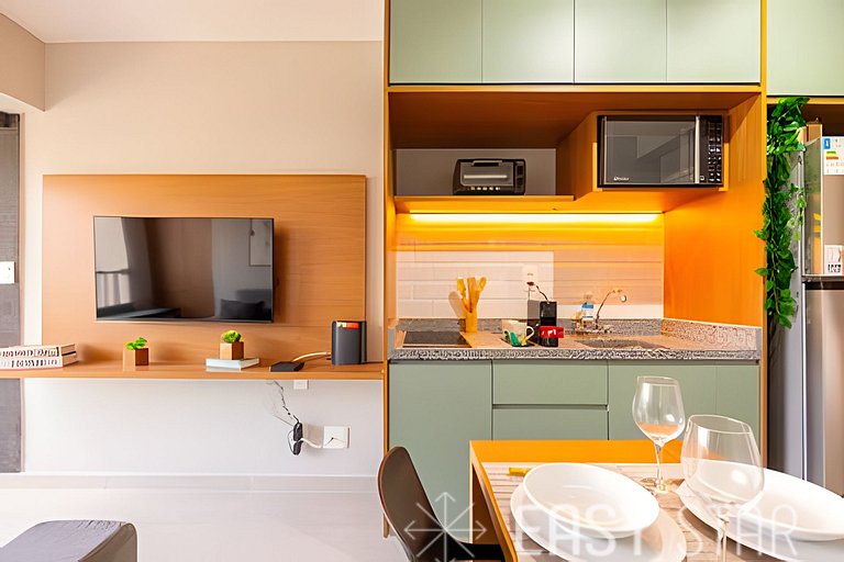 Easy Star - Belo studio com 1 dorm perto do Shop. Eldorado -