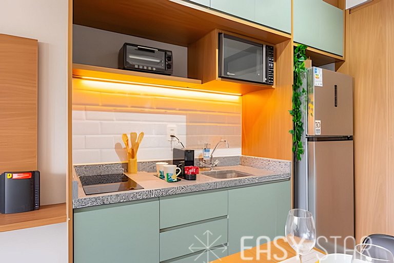 Easy Star - Belo studio com 1 dorm perto do Shop. Eldorado -