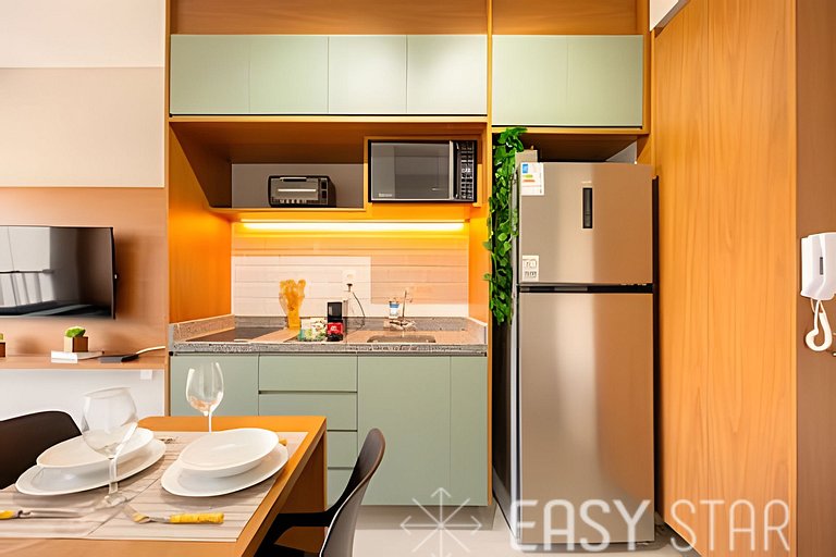 Easy Star - Belo studio com 1 dorm perto do Shop. Eldorado -