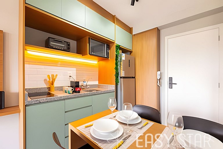 Easy Star - Belo studio com 1 dorm perto do Shop. Eldorado -