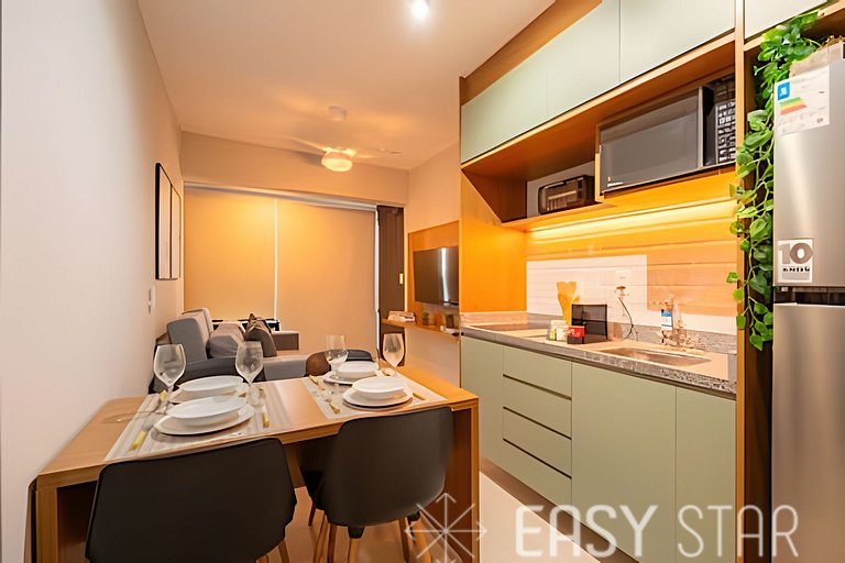 Easy Star - Belo studio com 1 dorm perto do Shop. Eldorado -