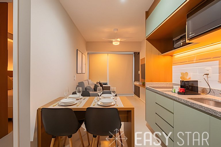 Easy Star - Belo studio com 1 dorm perto do Shop. Eldorado -