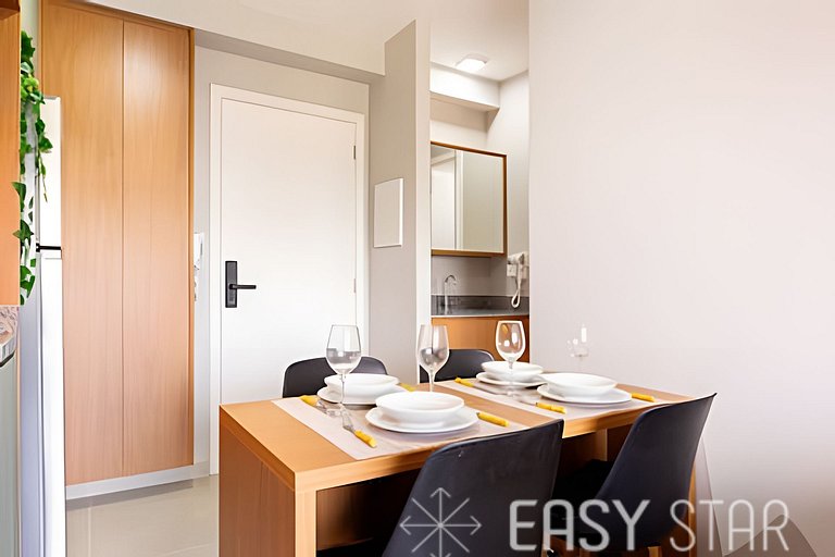 Easy Star - Belo studio com 1 dorm perto do Shop. Eldorado -