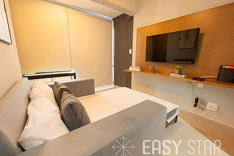 Easy Star - Belo studio com 1 dorm perto do Shop. Eldorado -