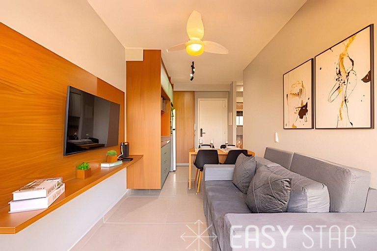 Easy Star - Belo studio com 1 dorm perto do Shop. Eldorado -