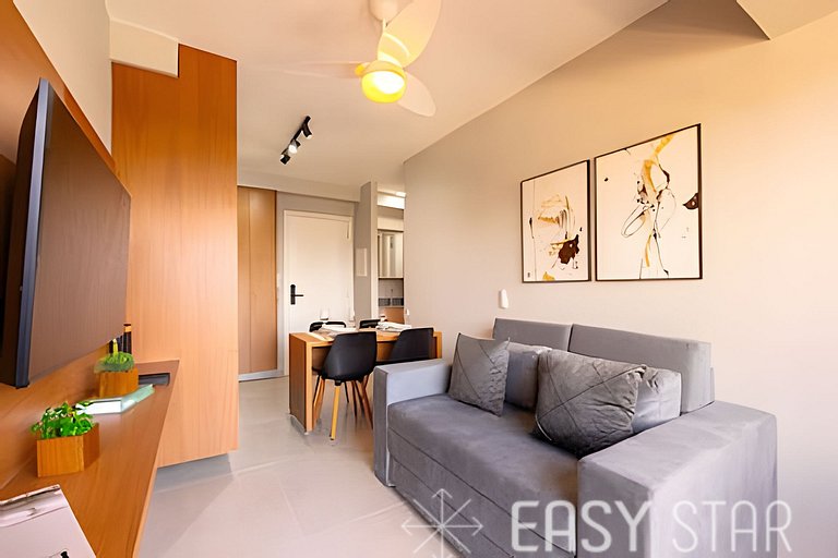 Easy Star - Belo studio com 1 dorm perto do Shop. Eldorado -