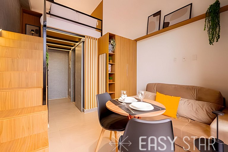 Easy Star - Belo studio com mezanino no Brooklin! - VC01I