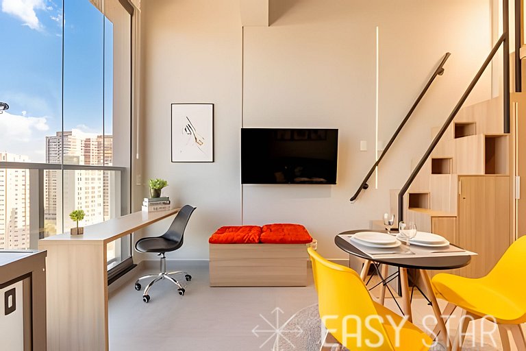 Easy Star - Adorável studio com mezanino no Brooklin - VX01I
