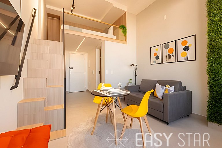 Easy Star - Adorável studio com mezanino no Brooklin - VX01I