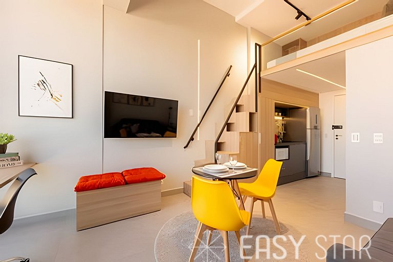 Easy Star - Adorável studio com mezanino no Brooklin - VX01I