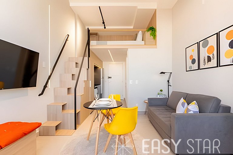 Easy Star - Adorável studio com mezanino no Brooklin - VX01I