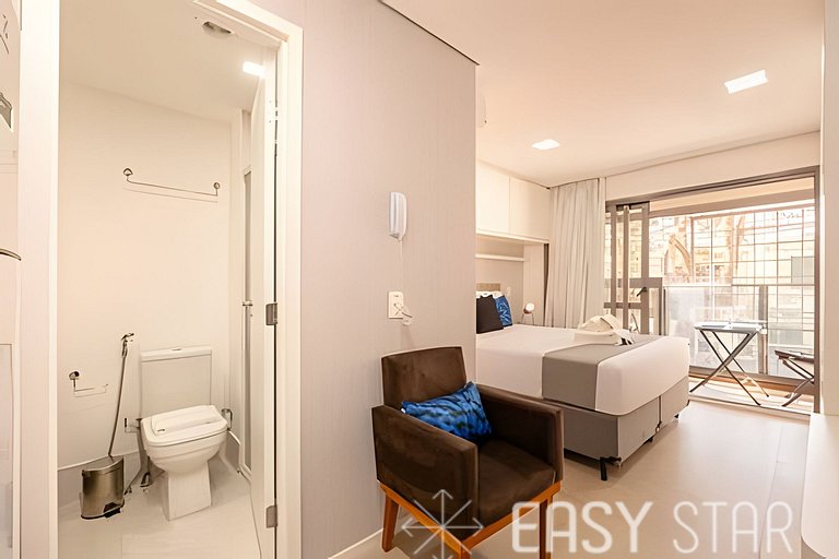 Aconchegante studio c/ cama Queen no Brooklin