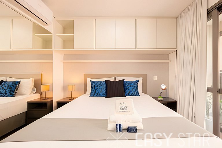 Aconchegante studio c/ cama Queen no Brooklin