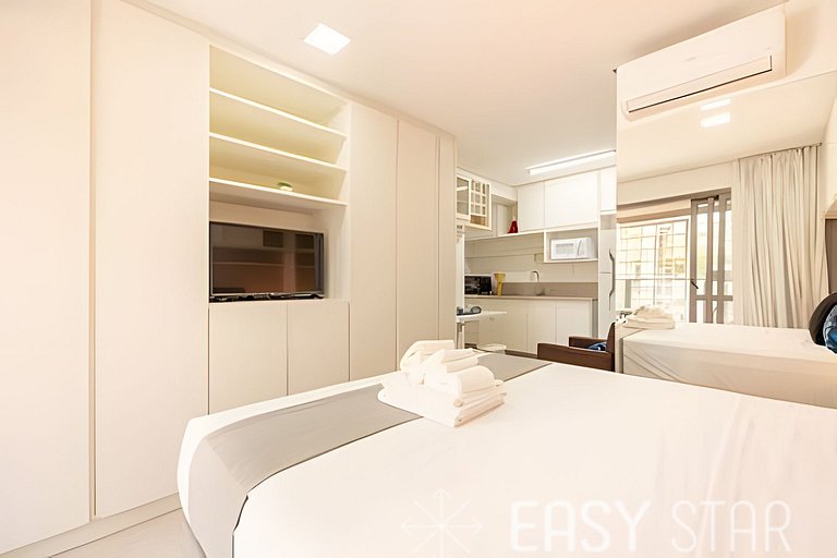 Aconchegante studio c/ cama Queen no Brooklin