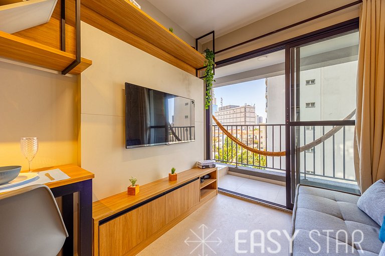 Easy Star - Belo apto com 1 quarto e varanda - II01I