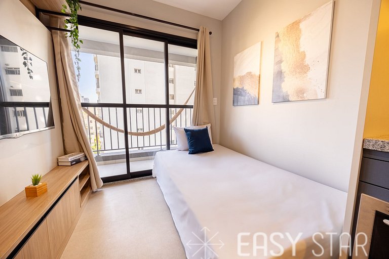 Easy Star - Belo apto com 1 quarto e varanda - II01I
