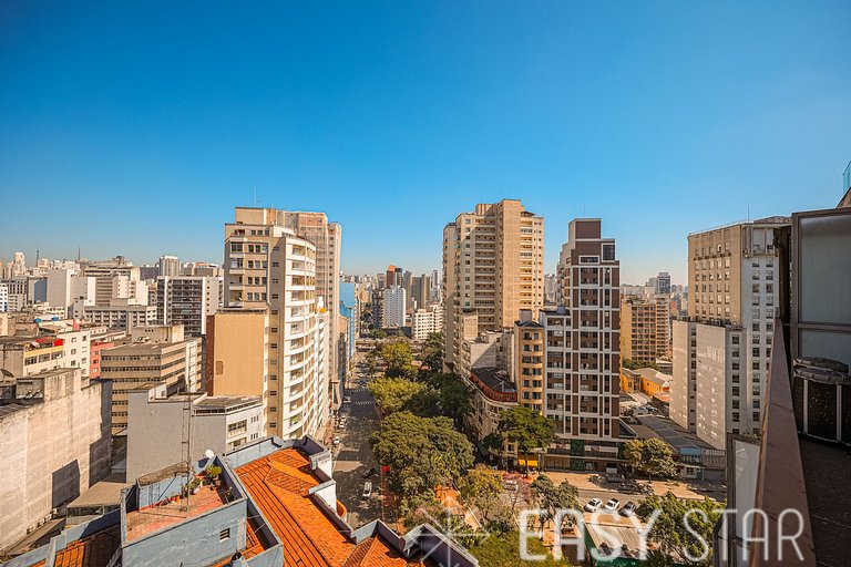BK30 | Lindo Studio com Varanda • Metrô República
