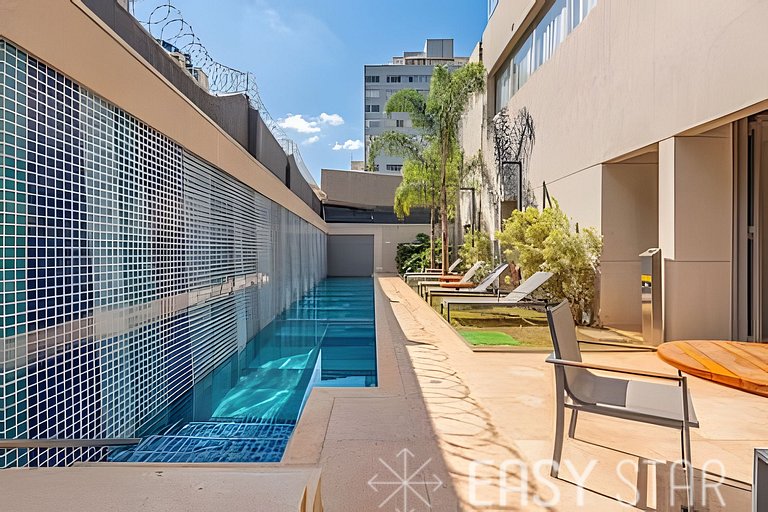 Studio com varanda e lazer completo | Paraíso